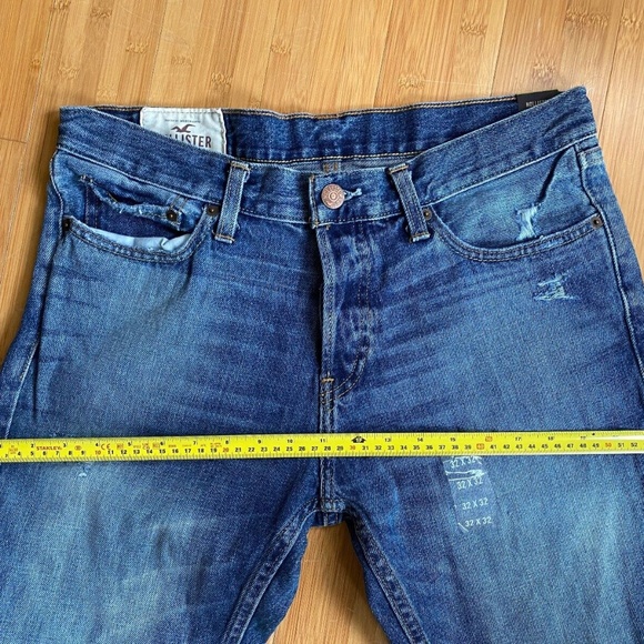 Hollister 32 x 32 Button Fly SKINNY Cotton Denim Blue Jeans NWT NEW Worn Look - Picture 8 of 12